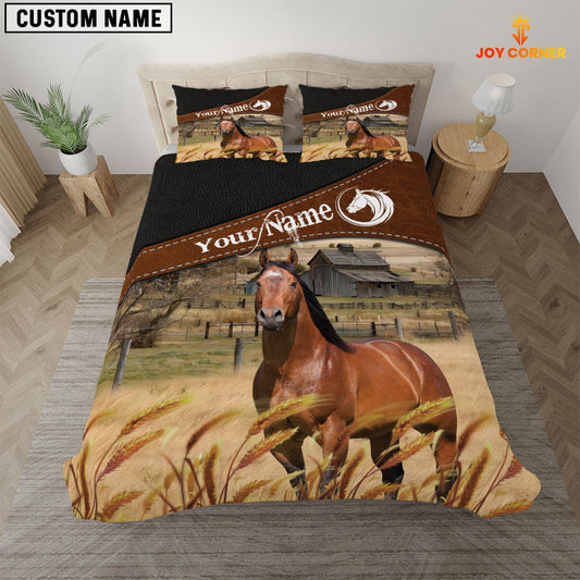 Uni Horse On The Field Customized Name 3D Bedding Set