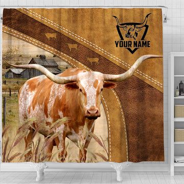 Uni Custom Name Texas Longhorn Pattern Shower Curtain