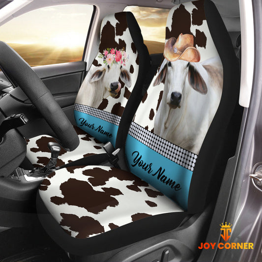 Uni Brahman Pattern Customized Name Dairy Cow Car Seat Cover Set