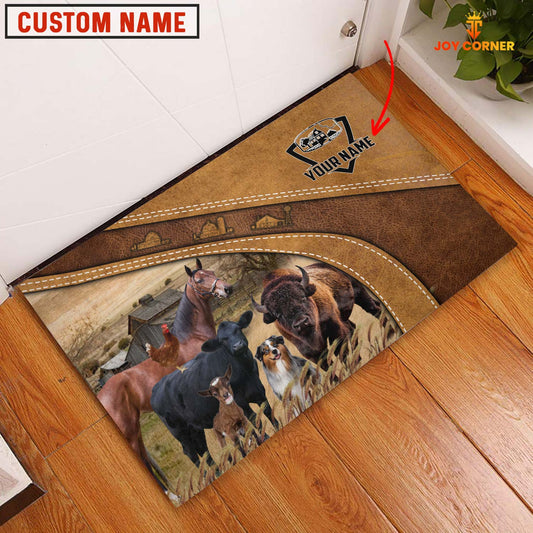 Uni Farm Animal Personalized Name - Welcome  Doormat