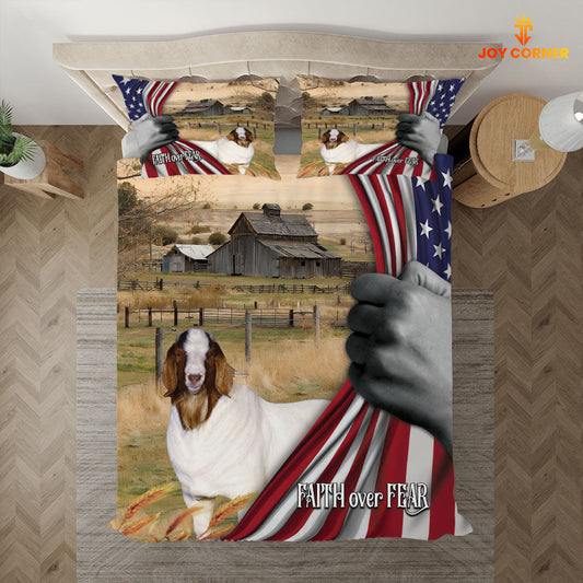Uni Boer Goat 3D US Flag Bedding Set