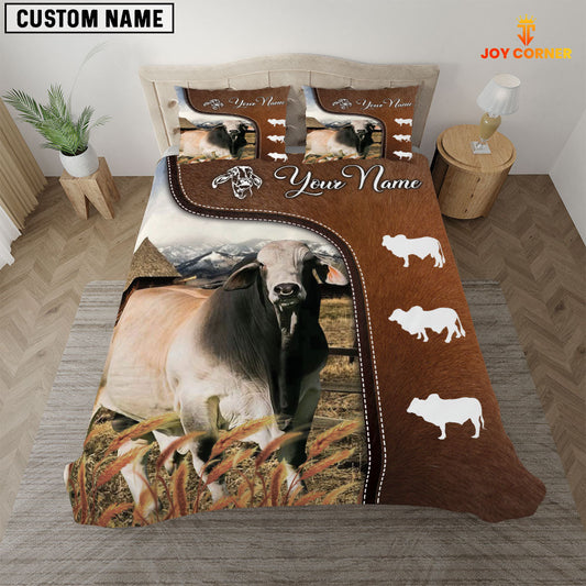 Uni Brahman Cattle On Farm Brown 3D Bedding Set