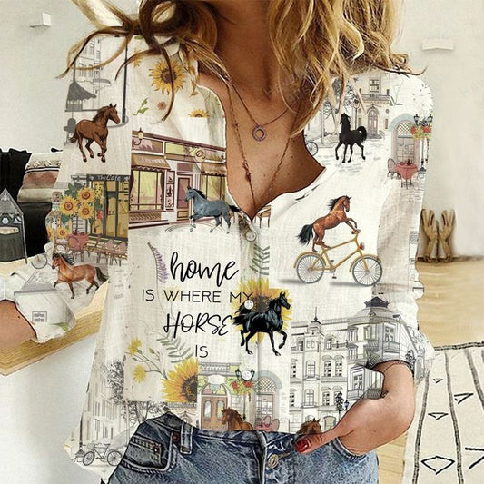 Unique Home Is Where My Horse Is All Printed 3D Casual Shirt For Horse Lovers