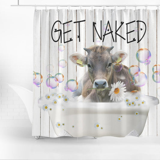 Uni Braunvieh Get Naked Daisy Shower Curtain