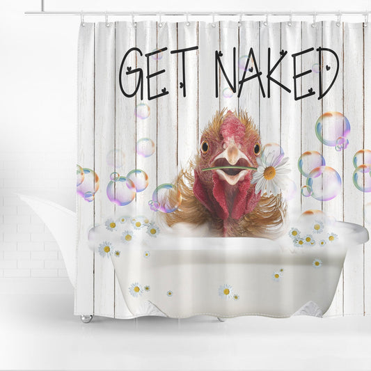 Uni Chicken Get Naked Daisy Shower Curtain