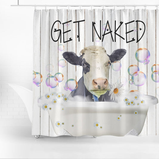 Uni Fleckvieh Get Naked Daisy Shower Curtain