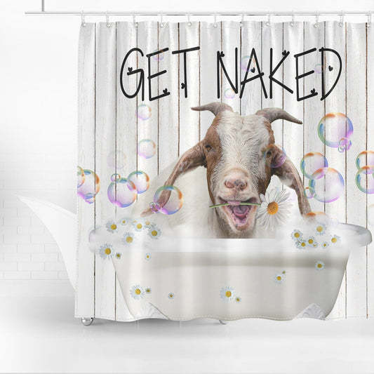 Uni Goat Get Naked Daisy Shower Curtain