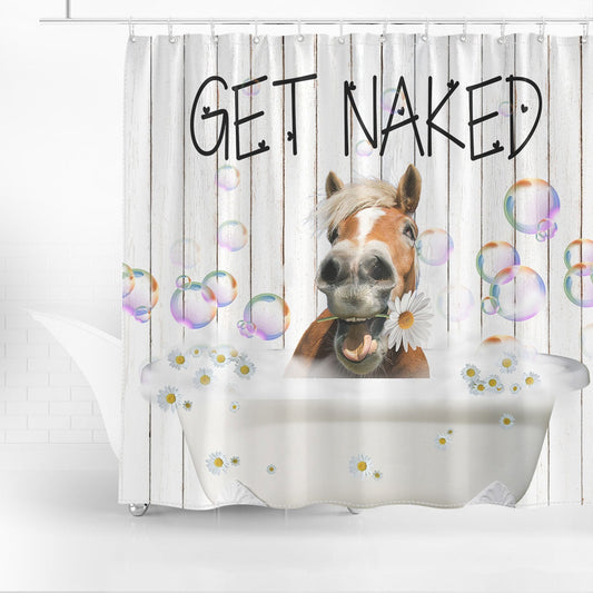 Uni Horse Get Naked Daisy Shower Curtain