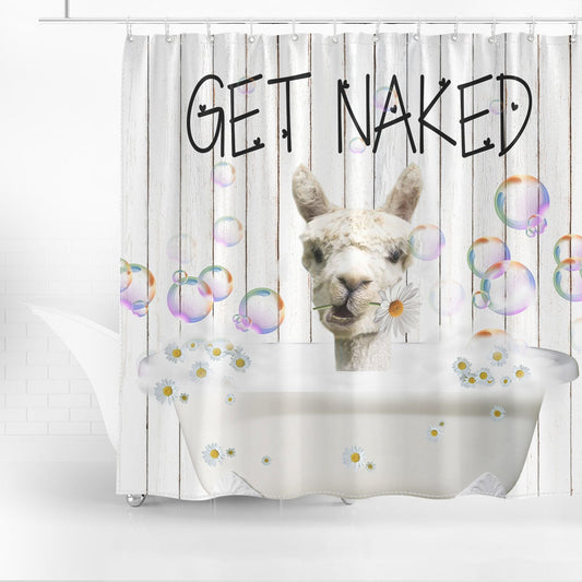 Uni Llama Get Naked Daisy Shower Curtain