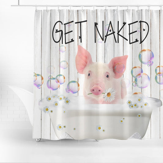 Uni Pig Get Naked Daisy Shower Curtain
