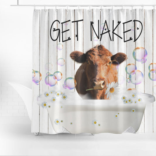 Uni Red Angus Get Naked Daisy Shower Curtain