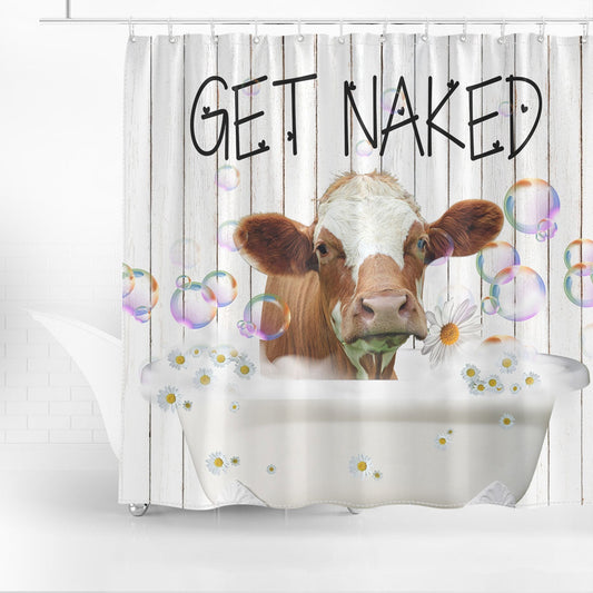 Uni Simmental Cattle Get Naked Daisy Shower Curtain