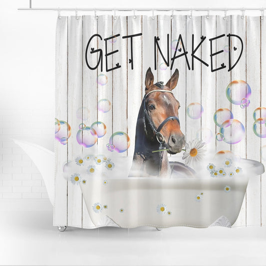 Uni Warmbloods Get Naked Daisy Shower Curtain