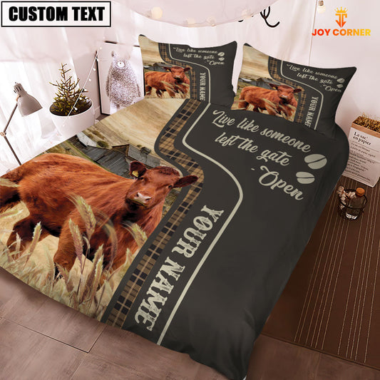 Uni Red Angus Like Someone Left The Gate Open Customized Name 3D Bedding Set