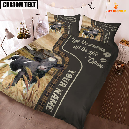 Uni Holstein Like Someone Left The Gate Open Customized Name 3D Bedding Set