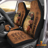Uni Beefmaster Happiness Personalized Name Leather Pattern Car Seat Covers Universal Fit (2Pcs)