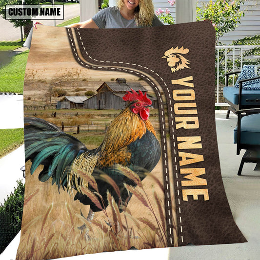 Uni Personalized Name Chicken Leather Pattern Blanket