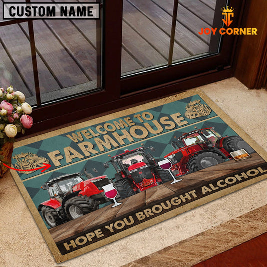 Uni Red Tractor Hope You Bought Alcohol Custom Name Doormat