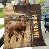 Uni Personalized Name Texas Longhorn Leather Pattern Blanket