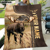 Uni Personalized Name Moose Leather Pattern Blanket