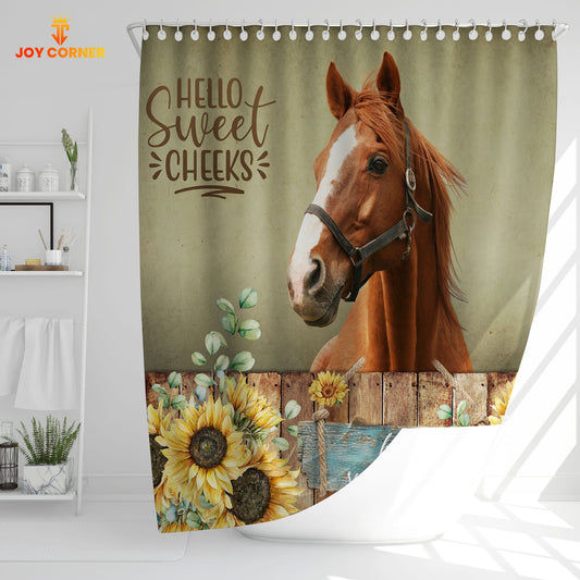 Uni Horse Hello Sweet Cheeks 3D Shower Curtain