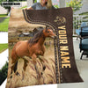 Uni Personalized Name Horse Leather Pattern Blanket