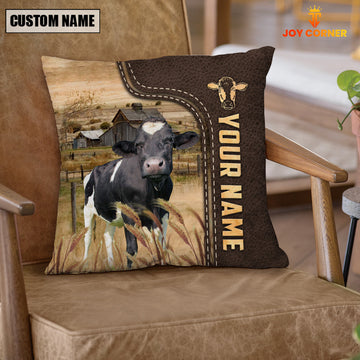 Uni Holstein Custom Name Leather Pattern Pillow Case
