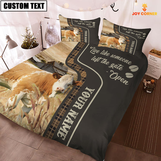 Uni Simmental Like Someone Left The Gate Open Customized Name 3D Bedding Set