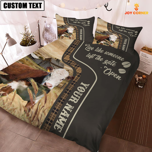 Uni Hereford Like Someone Left The Gate Open Customized Name 3D Bedding Set