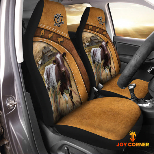Uni Shorthorn Pattern Customized Name 3D Car Seat Cover Set (2PCS)