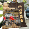 Uni Personalized Name Red Tractor Leather Pattern Blanket