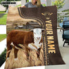 Uni Personalized Name Horn Hereford Leather Pattern Blanket