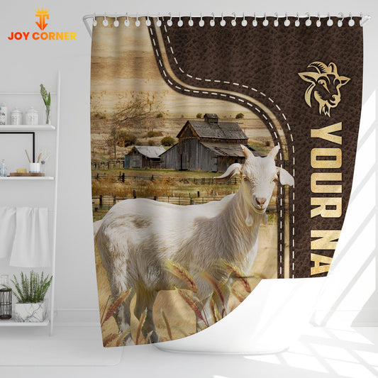 Uni Goat Leather Pattern Custom Name Shower Curtain