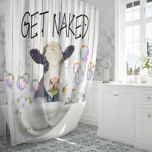 Uni Fleckvieh Get Naked Daisy Shower Curtain