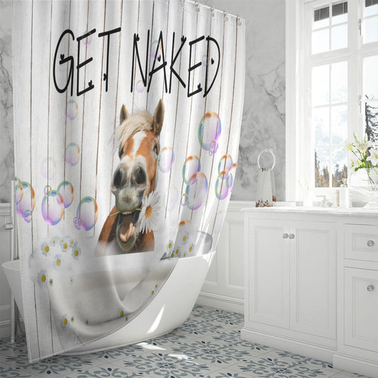 Uni Horse Get Naked Daisy Shower Curtain