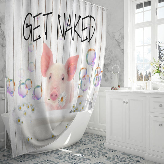 Uni Pig Get Naked Daisy Shower Curtain