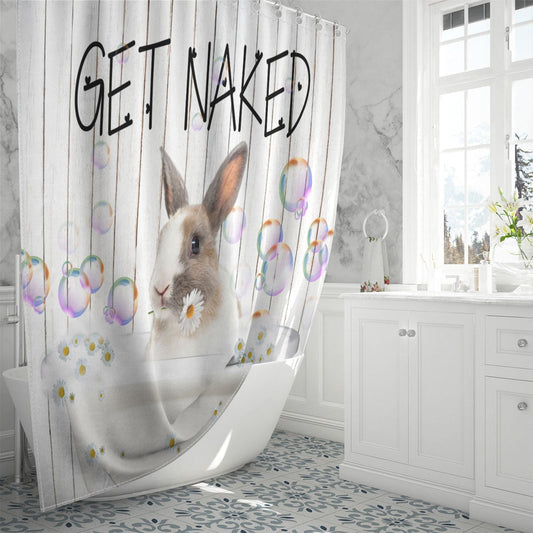 Uni Rabbit Get Naked Daisy Shower Curtain