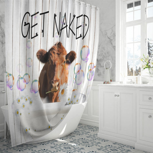Uni Red Angus Get Naked Daisy Shower Curtain