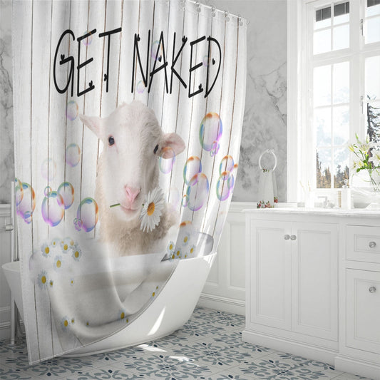 Uni Sheep Get Naked Daisy Shower Curtain