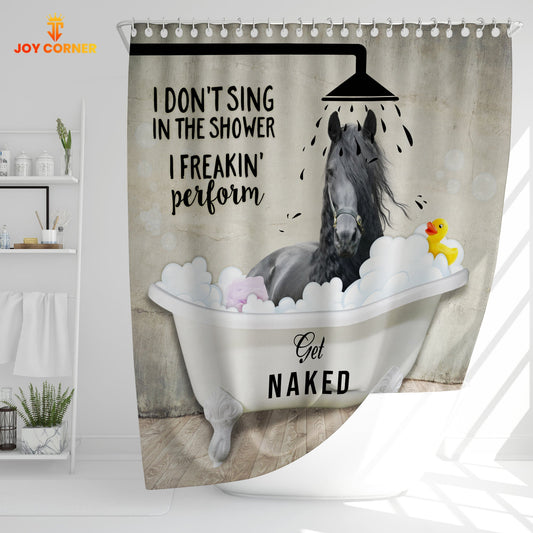 Uni Black Horse I Don't Sing In The Shower 3D Shower Curtain