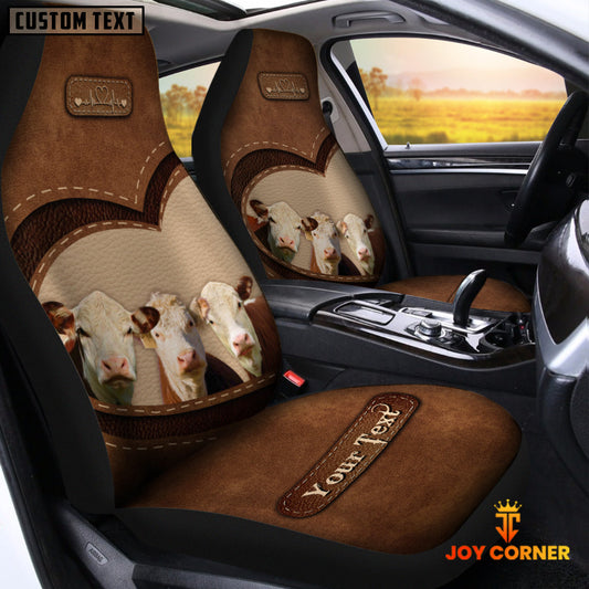 Uni Hereford Pattern Customized Name Heart Car Seat Cover Set