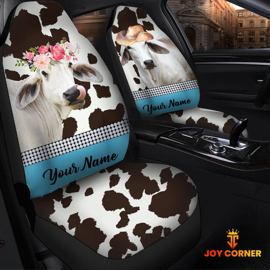 Uni Brahman Pattern Customized Name Dairy Cow Car Seat Cover Set