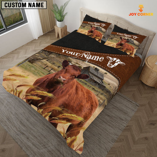 Uni Red Angus On The Field Customized Name 3D Bedding Set