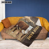 Uni Personalized Name Horn Hereford Leather Pattern Blanket