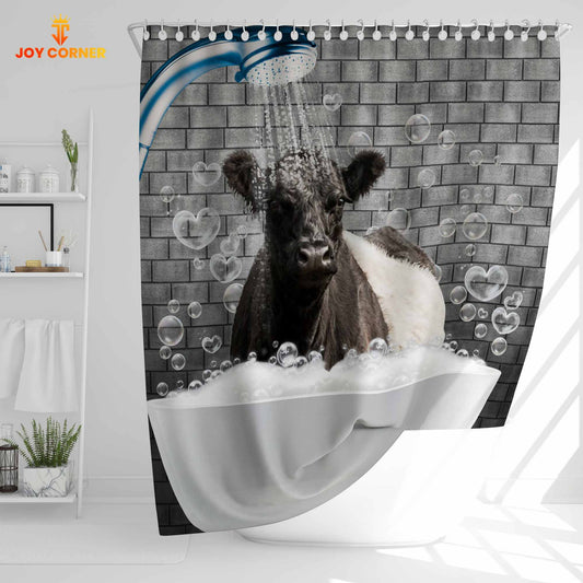 Uni Belted Galloway Brick Wall 3D Shower Curtain
