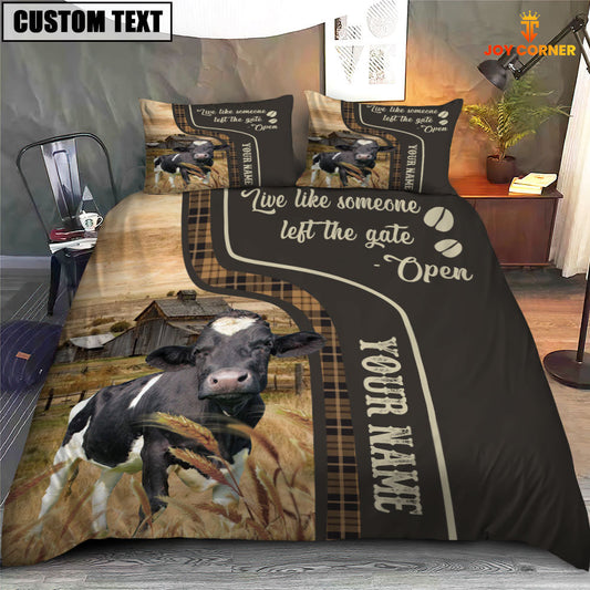 Uni Holstein Like Someone Left The Gate Open Customized Name 3D Bedding Set