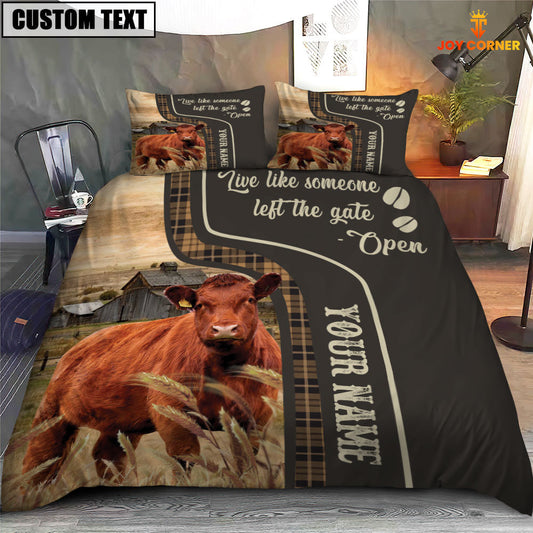 Uni Red Angus Like Someone Left The Gate Open Customized Name 3D Bedding Set