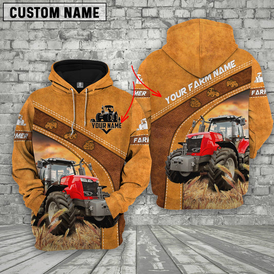 Uni Personalized Name Farm Red Tractor Hoodie