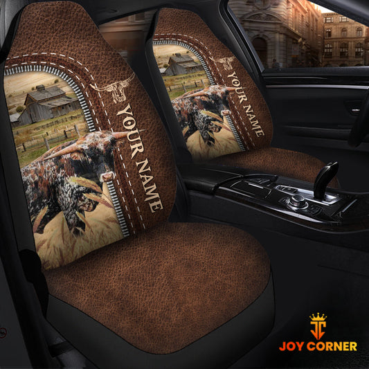 Uni Cattle of Jenna Senyk Personalized Name Leather Pattern Car Seat Covers Universal Fit (2Pcs)