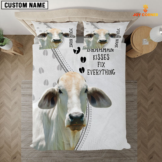Uni Brahman Cattle Kisses Fix Everything Custom Name Bedding Set
